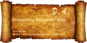 Doszpoly Annamária névjegykártya