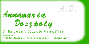 annamaria doszpoly business card